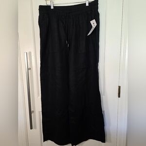 Athleta Black Retreat Linen High Rise Wide Leg Pants - New With Tags!!